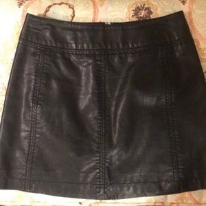 Free People Black Leather Skirt